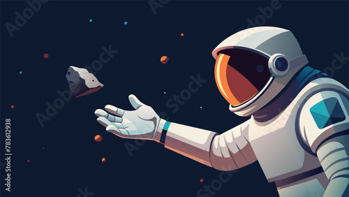 The astronauts gloved hand reached out to touch a piece of space debris its once sleek surface now marred by years of exposure to the harshness