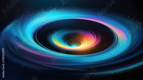 Blue Black Hole: Celestial Abyss, Deep Space Vortex, Cosmic Portal, Luminous Galactic Depths(Generative AI)