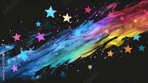 星と夜空をイメージしたカラフルなアブストラクト背景イラスト