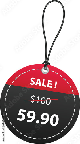 Special offer sale red tag isolated vector illustration. Discount offer price label, symbol for advertising campaign in retail, sale promo marketing, 50% off discount sticker, ad offer on shopping day