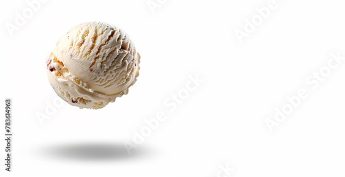  one vainilla  ice cream ball floating in the air sharp shape, less drop isolated on white background with clipping path © XC Stock