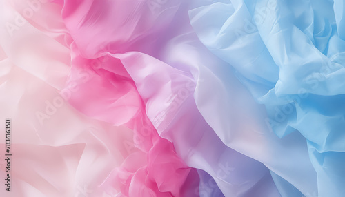 drapery in blue and pink organza fabric photo