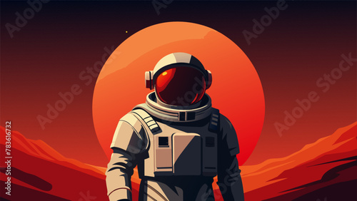 Against the backdrop of a fiery red nebula an astronaut stood confidently on the surface of a newly discovered moon. Their suit equipped with