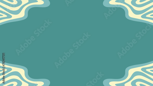 Green abstract background with waves frame in the corner. background illustration with curved lines

