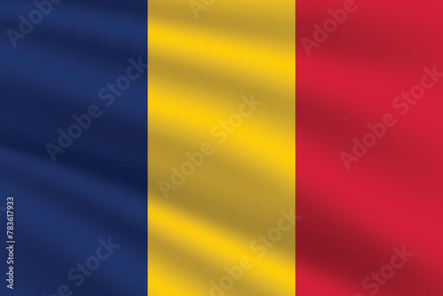 Chad flag vector illustration. Chad national flag. Waving Chad flag. 