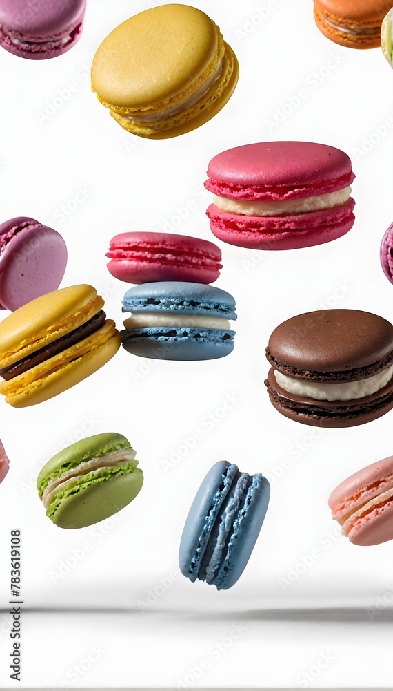 colorful Macrons, French macrons in white background, tasty macarons colorful Macrons, French macrons in white background, tasty macarons