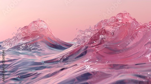 Otherworldly shapes buoyed by swirling currents of water set against a pink gradient   AI generated illustration photo