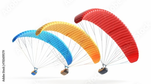 Paragliding parachutes and gliders floating 3d style isolated flying objects memphis style 3d render   AI generated illustration