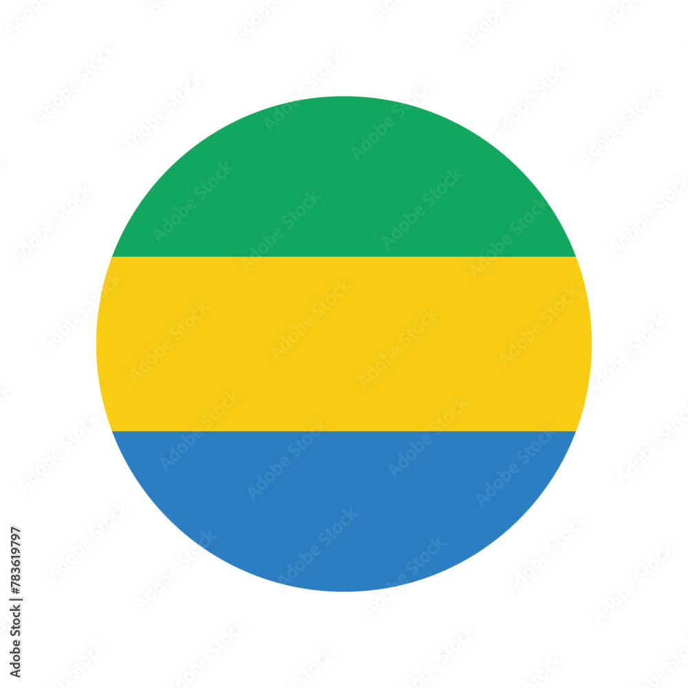 Gabon national flag vector illustration. Gabon Round flag.
Gabon national flag vector illustration. Gabon Round flag.