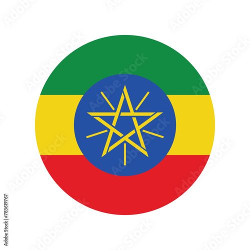 Ethiopia national flag vector illustration. Ethiopia Round flag. 