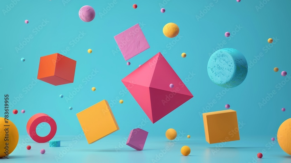 Playful shapes bouncing off each other AI generated illustration Playful shapes bouncing off each other AI generated illustration