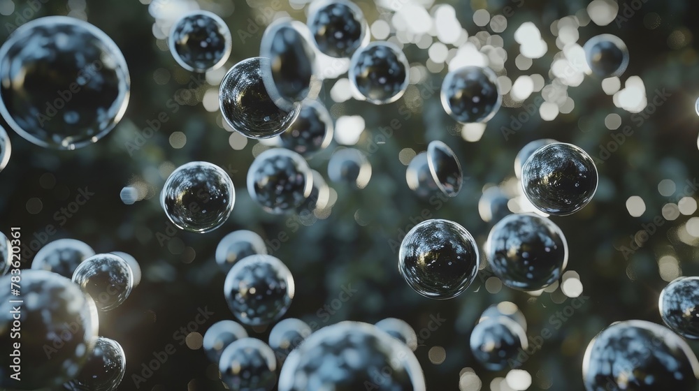 Reflective spheres drifting aimlessly AI generated illustration Reflective spheres drifting aimlessly AI generated illustration