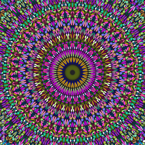 Dynamic oriental colorful geometrical gemstone ornament mandala background - floral hypnotic abstract vector illustration with curved shapes