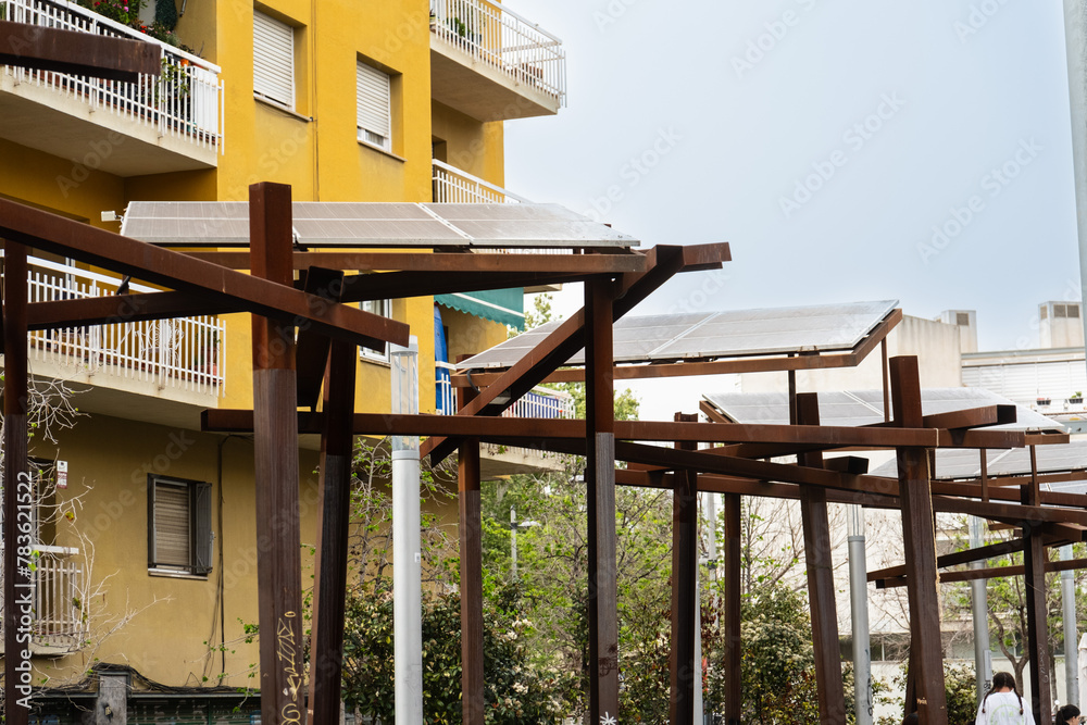 Naklejka premium Superblock oder Superilla Hostafrancs, für Autos stark eingeschränkter Bereich der Stadt in Barcelona, Spanien
