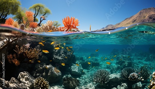 An underwater paradise teeming with vibrant marine life and coral formations. © anwel