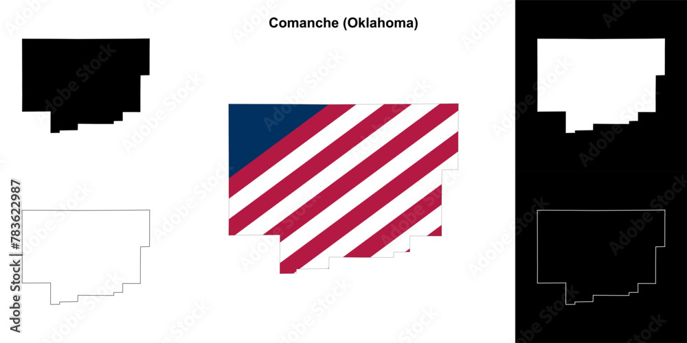 Naklejka premium Comanche County (Oklahoma) outline map set