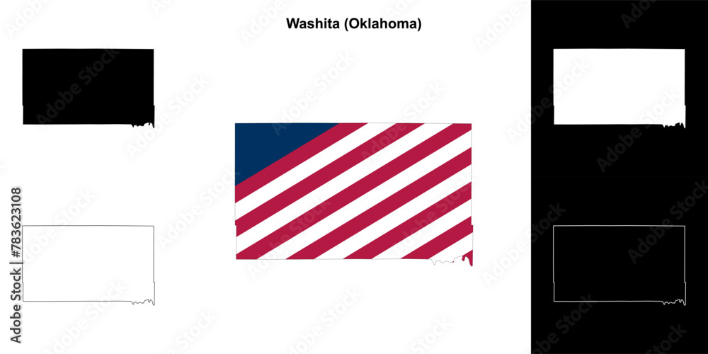 Washita County (Oklahoma) outline map set