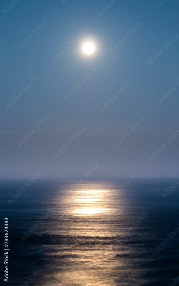 Vertical shot of the sun shining over a beautiful sea