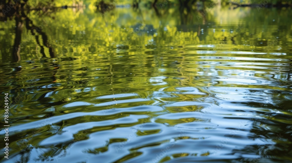 Rippling water reflecting the surrounding landscape AI generated illustration Rippling water reflecting the surrounding landscape AI generated illustration