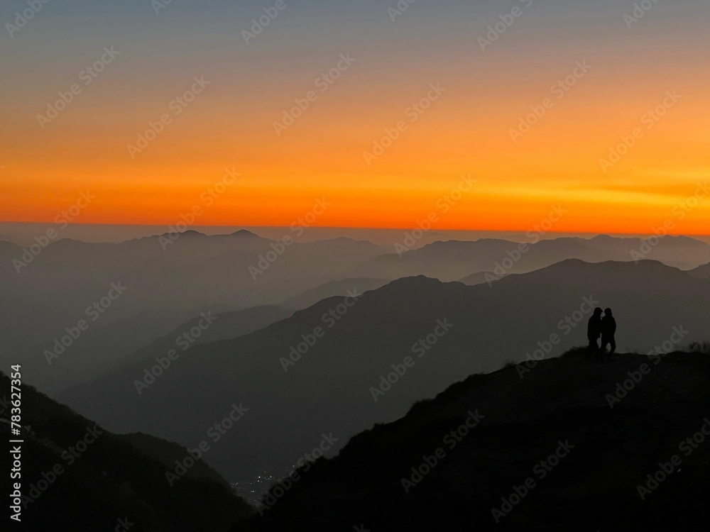 Aerial view of Mardi Himal during the sunset in Nepal