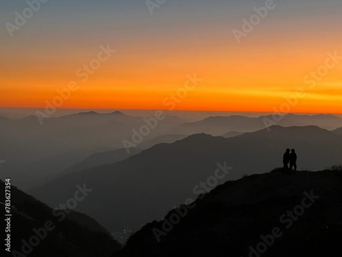 Aerial view of Mardi Himal during the sunset in Nepal