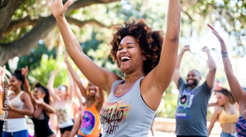 A joyful outdoor dance class, where every movement celebrates the diversity of bodies and the freedom of expression. © Sasint