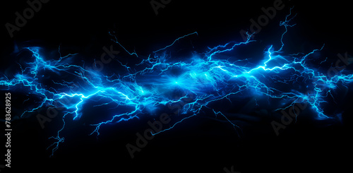 Intense blue electrical discharge on a black background.