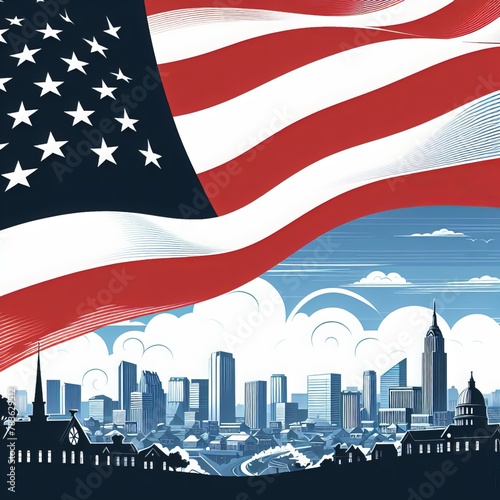 USA independency day banner, flag, celebration