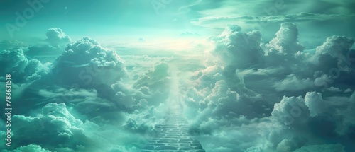 Stairway in the clouds leading to heaven