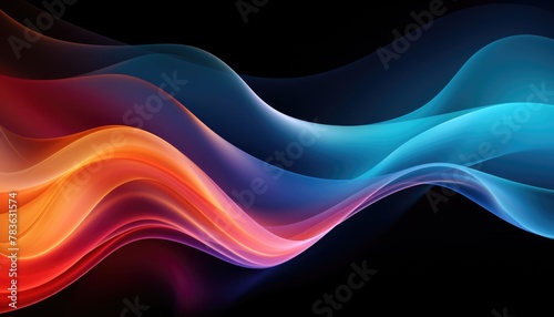 Colorful wave of light on black background