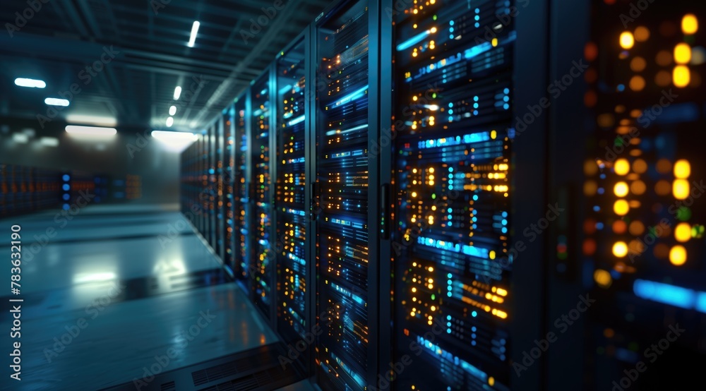 Data storage server room worldwide Network Connection with switchboard ...