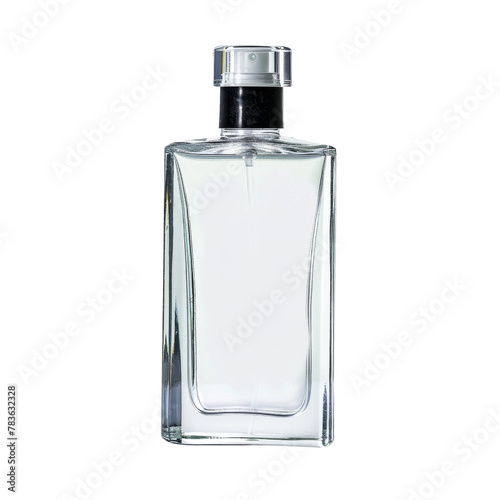 Transparent Glass Perfume Bottle Isolated on a Light Colored Background, Depicting Luxury and Personal Care.