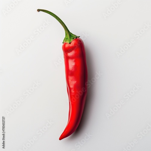 AI-generated illustration of a vibrant red chili pepper on a white tabletop