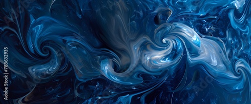 Glowing sapphire swirls merging in a liquid dance on a seamless canvas of abstract brilliance.