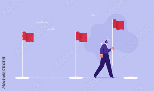 Work experience or roadmap concept, working process, project progress, milestone or achievement tracking