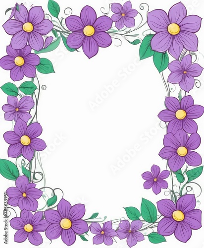 Embrace elegance with our artistic purple floral frame drawing. Customize the area with your content, creating a regal backdrop