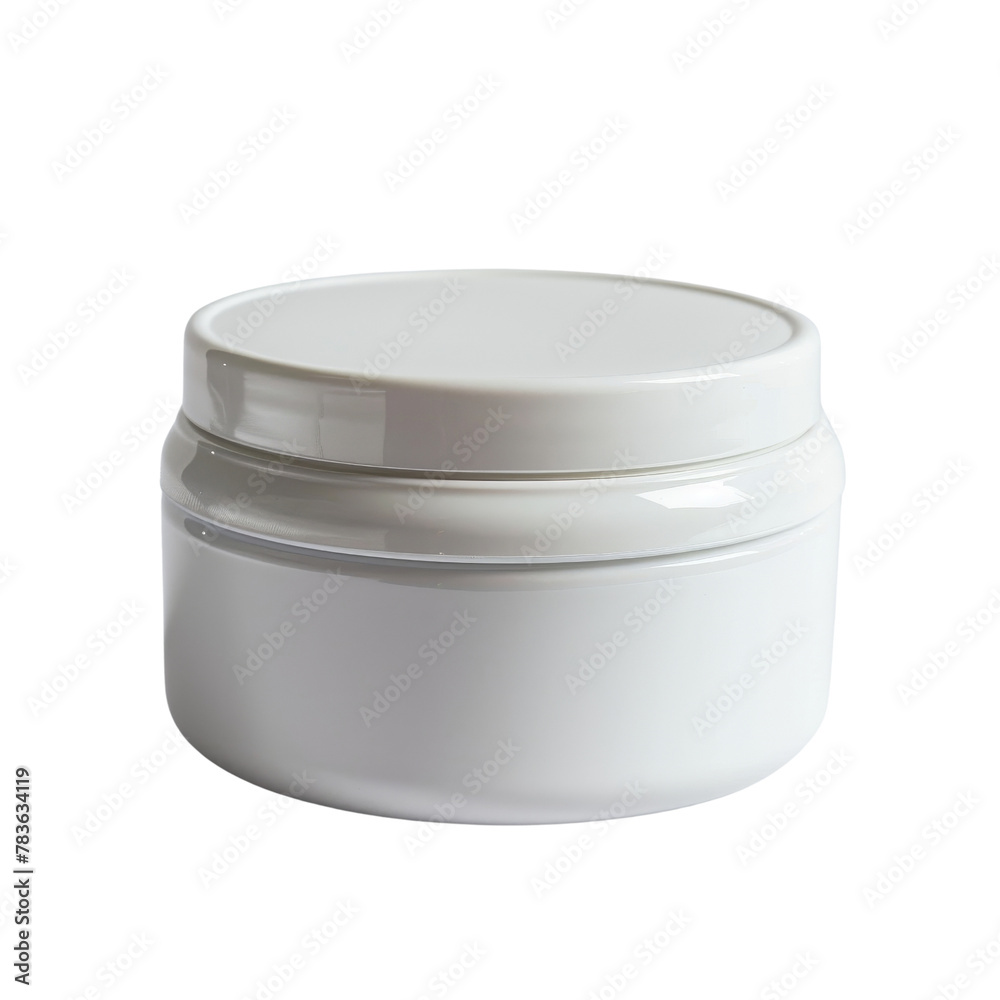 Blank White Cosmetic Cream Jar on a Subtle Background, Symbolizing Skincare and Beauty Packaging. Blank White Cosmetic Cream Jar on a Subtle Background, Symbolizing Skincare and Beauty Packaging.