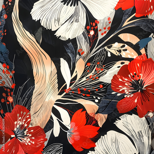 seamless background with flowers ai generative 