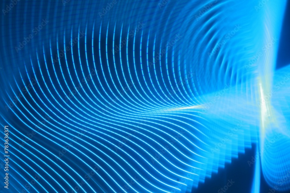 Naklejka premium Abstract blue Light trails with message instructions with pattern lines
