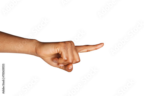 Hand pointing finger isolated on white background