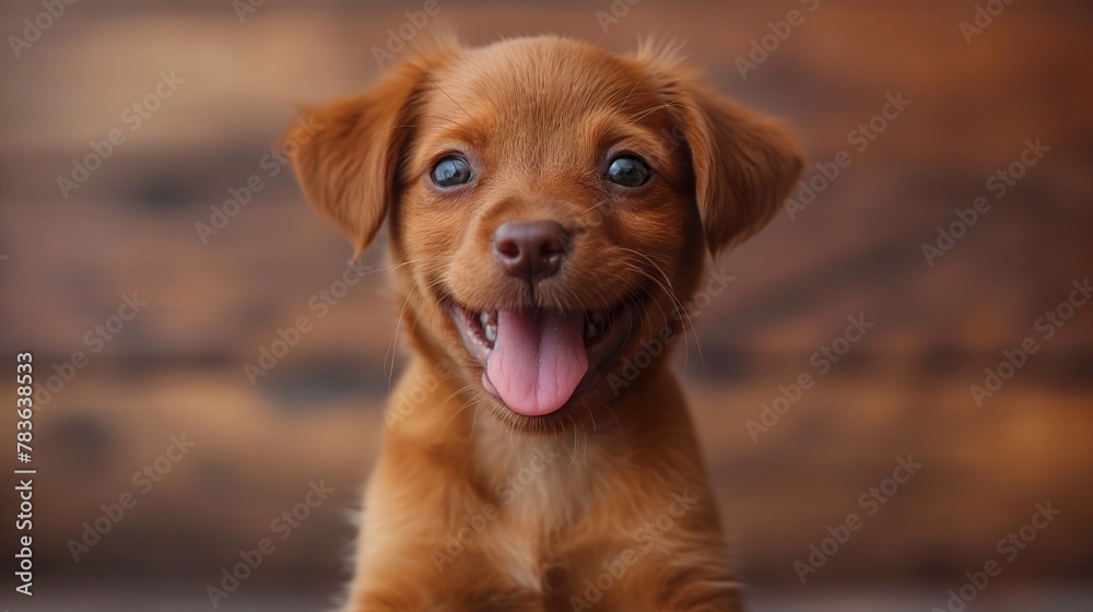 AI generated illustration of a small dog with its tongue out, appearing eager
