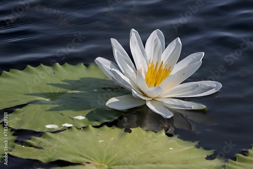 Closeup of a beautiful white Nymphaea  water lily captured in a beautiful lake