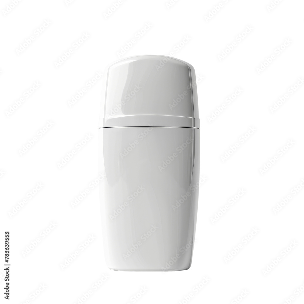 Blank White Plastic Deodorant Container Isolated, Signifying Hygiene and Personal Care Products. Blank White Plastic Deodorant Container Isolated, Signifying Hygiene and Personal Care Products.