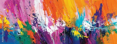 Colorful Abstract Acrylic Paint Strokes on Canvas 