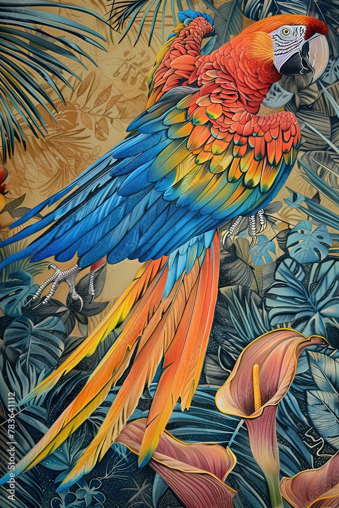 Fototapeta premium Ai Ara pappagallo dai tanti colori illustrazione 04