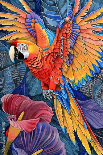 Ai Ara pappagallo dai tanti colori illustrazione 02 photo