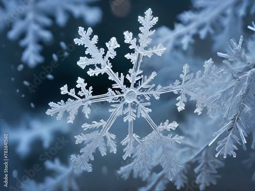 AI generated illustration of Snowflakes in winter weather