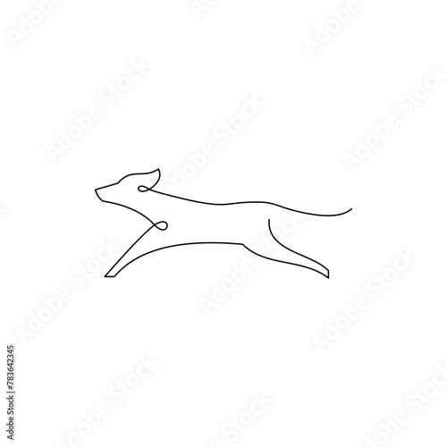 dog jumps simple line art logo concept 