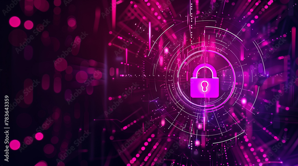 Fototapeta premium A purple background with a blue and silver lock on it