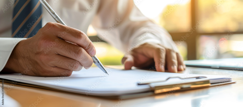 close up of businessman writing on paper in office. businessman working in office. close up of businessman writing on paper in office. businessman working in office.